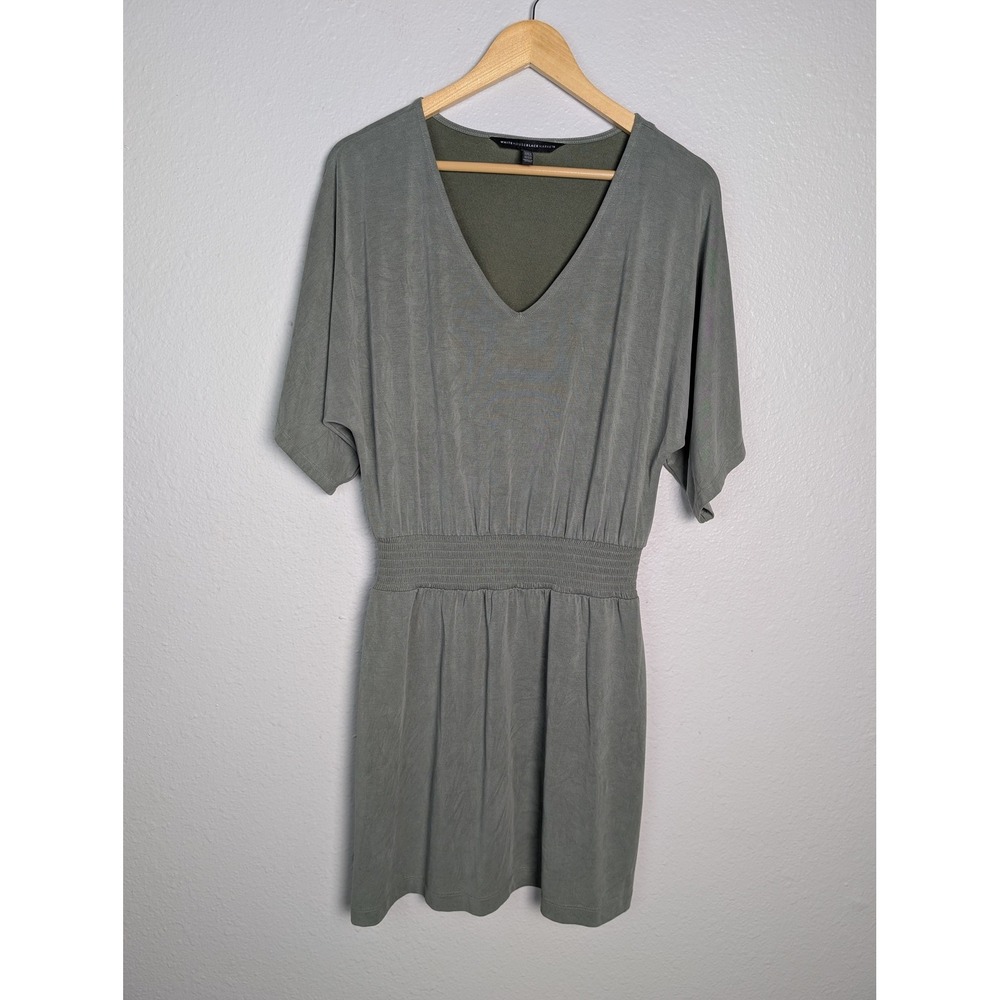 White House Black Market Dress Womens S‎ Green Blouson V-Neck Short Sleeve
